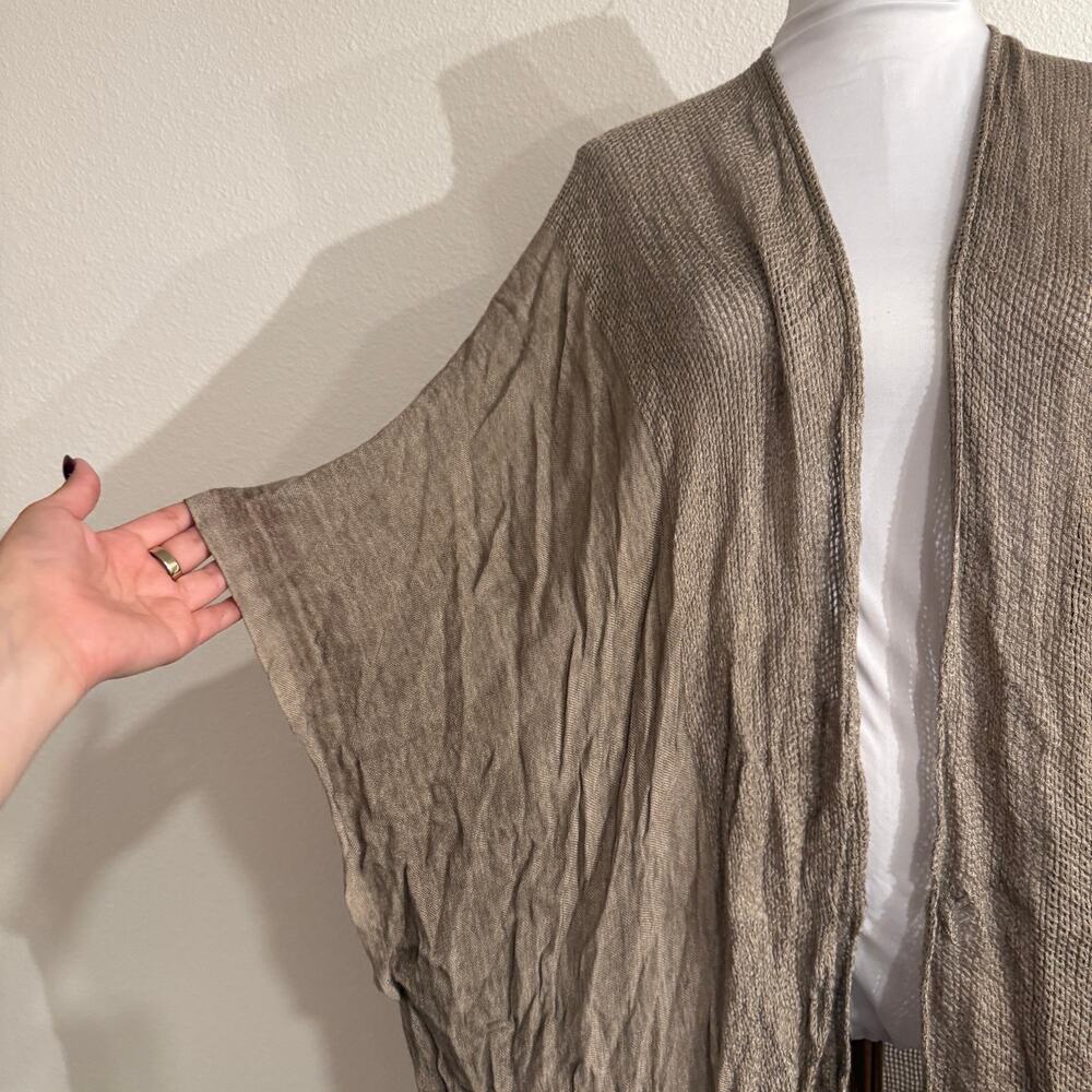 Free People Day Dream Long Kimono Brown Open Knit Duster Cardigan Boho OS - Picture 6 of 10